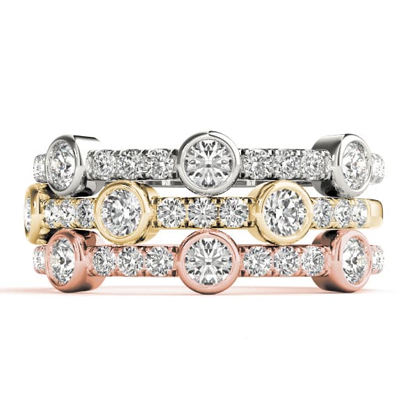 Bezel Set Split Prong Fashion Ring (0.42 ct. tw.), Top view in white gold or platinum
