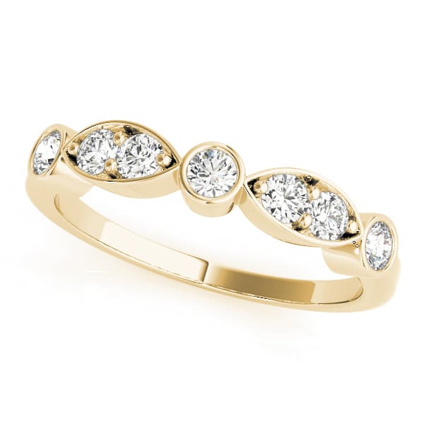 Bezel Set Marquise Wedding Bands (3/8 ct. tw.), Front view in yellow gold
