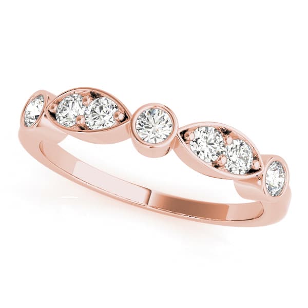 Bezel Set Marquise Wedding Bands (3/8 ct. tw.), Front view in rose gold