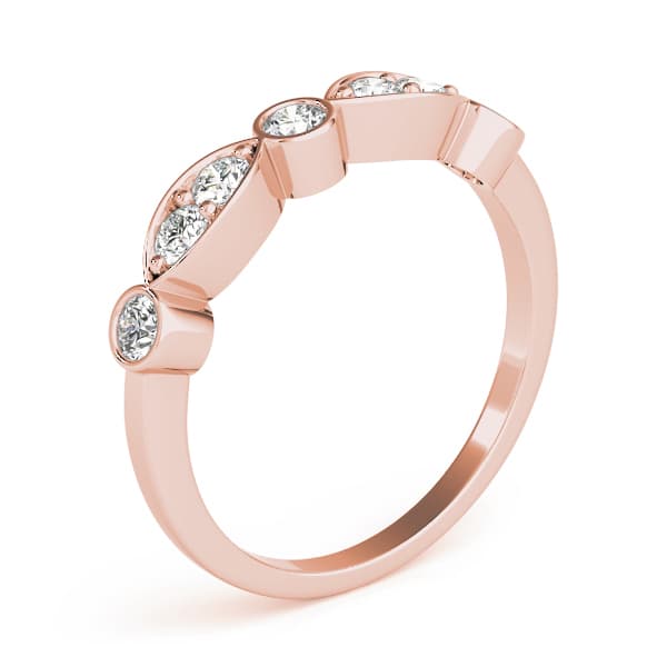 Bezel Set Marquise Wedding Bands (3/8 ct. tw.), Angle view in rose gold