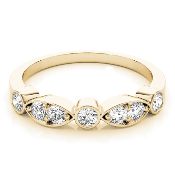 Bezel Set Marquise Wedding Bands (3/8 ct. tw.), On hand view in yellow gold