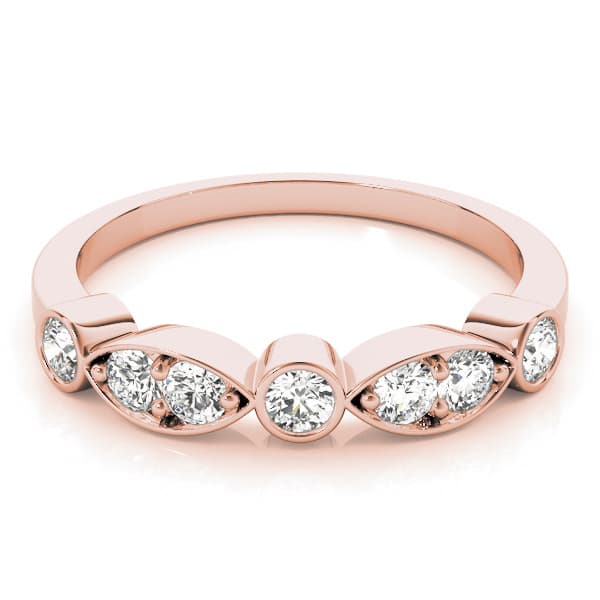 Bezel Set Marquise Wedding Bands (3/8 ct. tw.), On hand view in rose gold