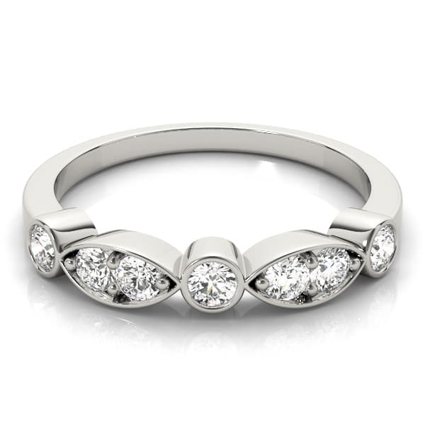 Bezel Set Marquise Wedding Bands (3/8 ct. tw.), On hand view in white gold or platinum