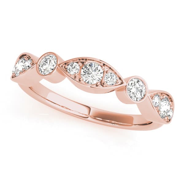 Bezel Set Stackable Wedding Band (0.81 ct. tw.), Front view in rose gold