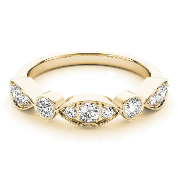 Bezel Set Stackable Wedding Band (0.81 ct. tw.), On hand view in yellow gold