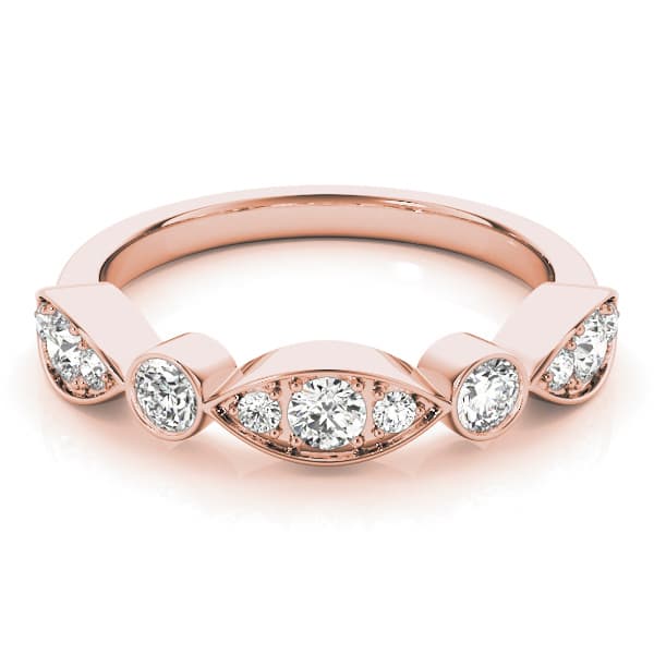 Bezel Set Stackable Wedding Band (0.81 ct. tw.), On hand view in rose gold