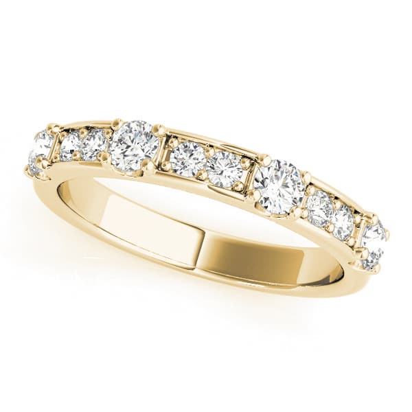 Channel In Prong Stackable Wedding Band (0.58 ct. tw.), Front view in yellow gold