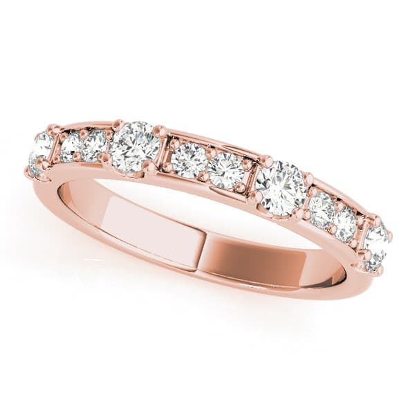 Channel In Prong Stackable Wedding Band (0.58 ct. tw.), Front view in rose gold