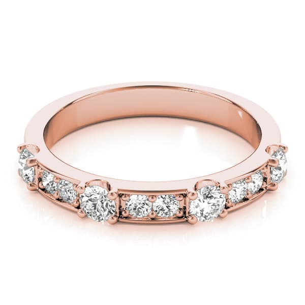 Channel In Prong Stackable Wedding Band (0.58 ct. tw.), On hand view in rose gold