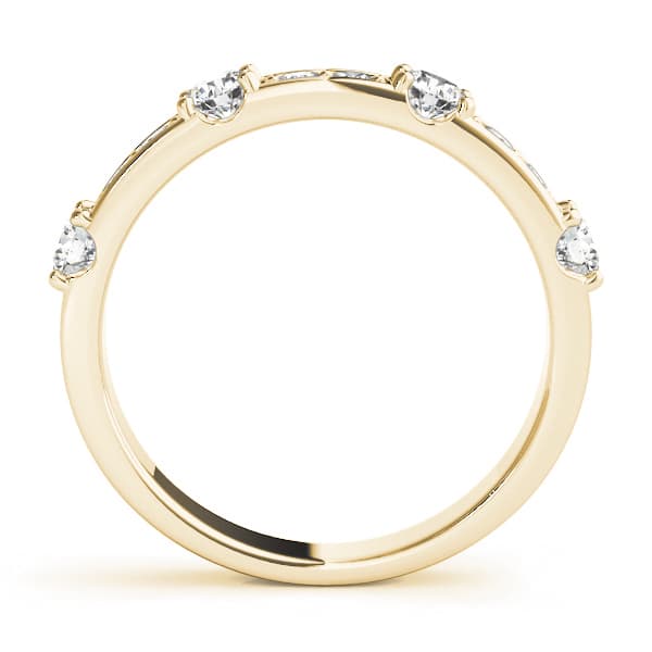 Channel In Prong Stackable Wedding Band (0.58 ct. tw.), Side view in yellow gold
