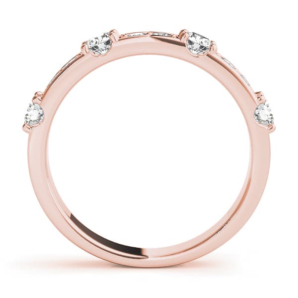 Channel In Prong Stackable Wedding Band (0.58 ct. tw.), Side view in rose gold