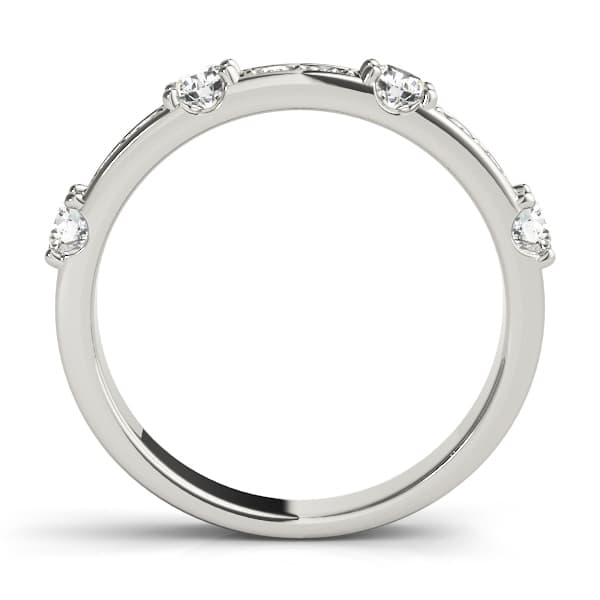Channel In Prong Stackable Wedding Band (0.58 ct. tw.), Side view in white gold or platinum