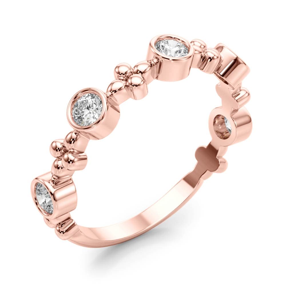 Bezel Set Stackable Wedding Bands (0.4 ct. tw.), Angle view in rose gold