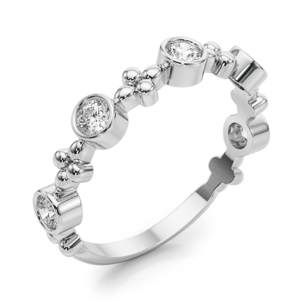 Bezel Set Stackable Wedding Bands (0.4 ct. tw.), Angle view in white gold or platinum