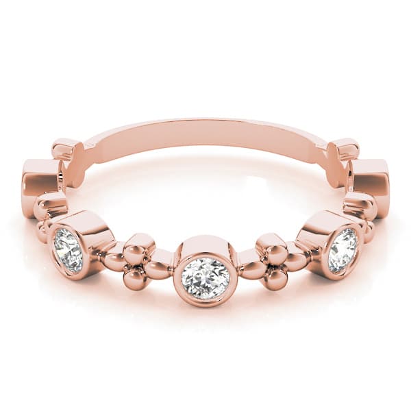 Bezel Set Stackable Wedding Bands (0.4 ct. tw.), On hand view in rose gold