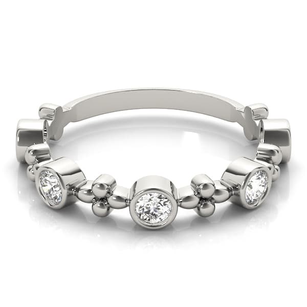 Bezel Set Stackable Wedding Bands (0.4 ct. tw.), On hand view in white gold or platinum