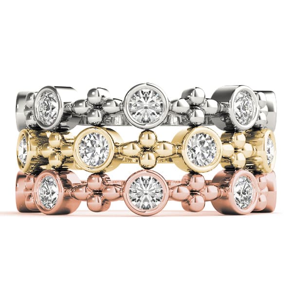 Bezel Set Stackable Wedding Bands (0.4 ct. tw.), Top view in white gold or platinum