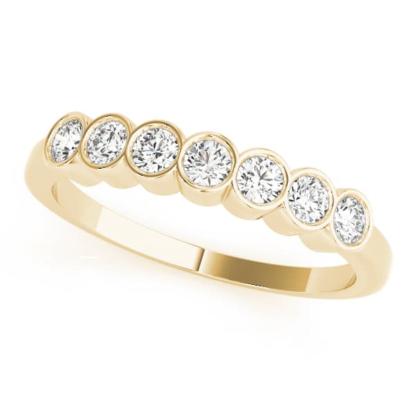 Bezel Set Stackable Wedding Band (0.42 ct. tw.), Front view in yellow gold