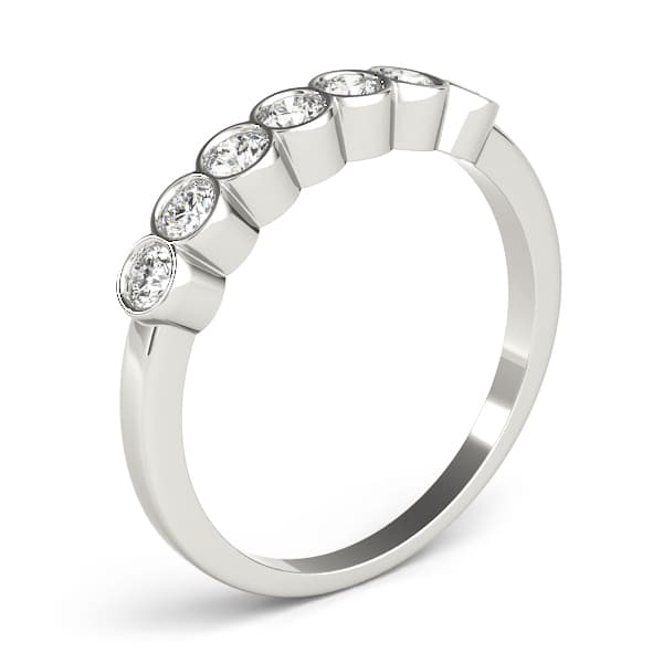 Bezel Set Stackable Wedding Band (0.42 ct. tw.), Angle view in white gold or platinum