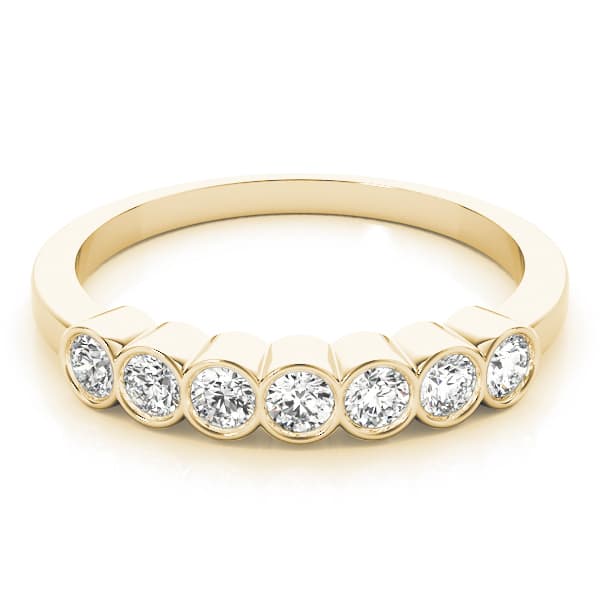 Bezel Set Stackable Wedding Band (0.42 ct. tw.), On hand view in yellow gold