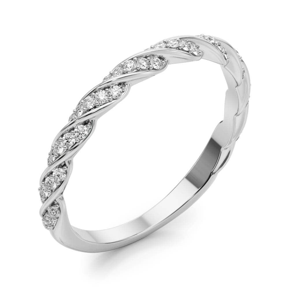 Twisting Band (1/4 ct. tw.), Angle view in white gold or platinum