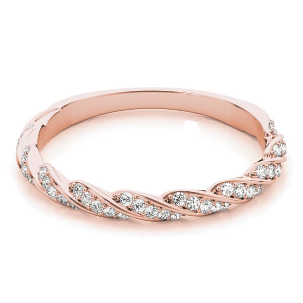 Twisting Band (1/4 ct. tw.), On hand view in rose gold