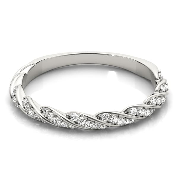 Twisting Band (1/4 ct. tw.), On hand view in white gold or platinum