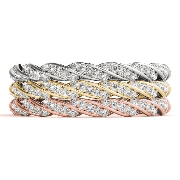 Twisting Band (1/4 ct. tw.), Top view in white gold or platinum
