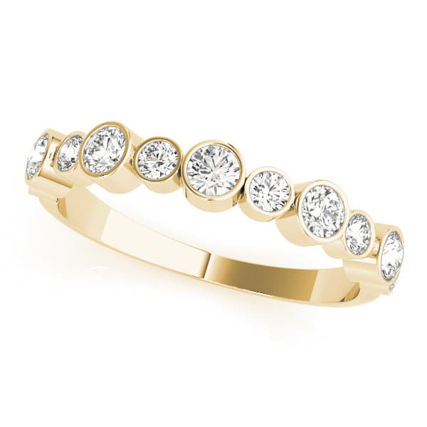 Bezel Set Diamond Wedding Band (0.47 ct. tw.), Front view in yellow gold
