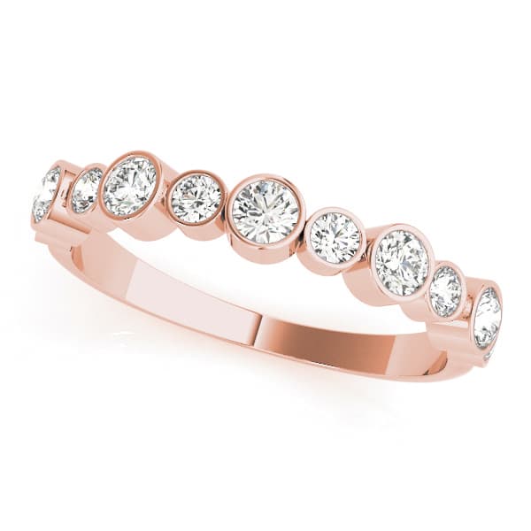 Bezel Set Diamond Wedding Band (0.47 ct. tw.), Front view in rose gold