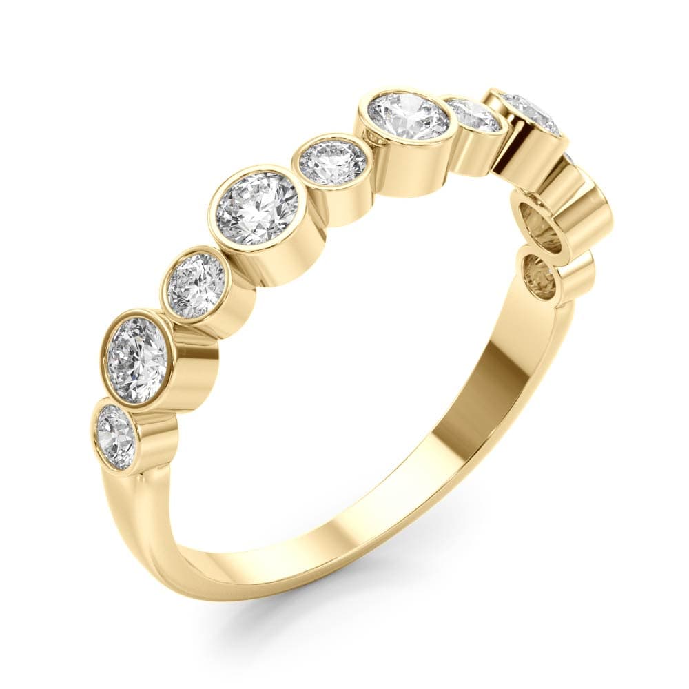 Bezel Set Diamond Wedding Band (0.47 ct. tw.), Angle view in yellow gold