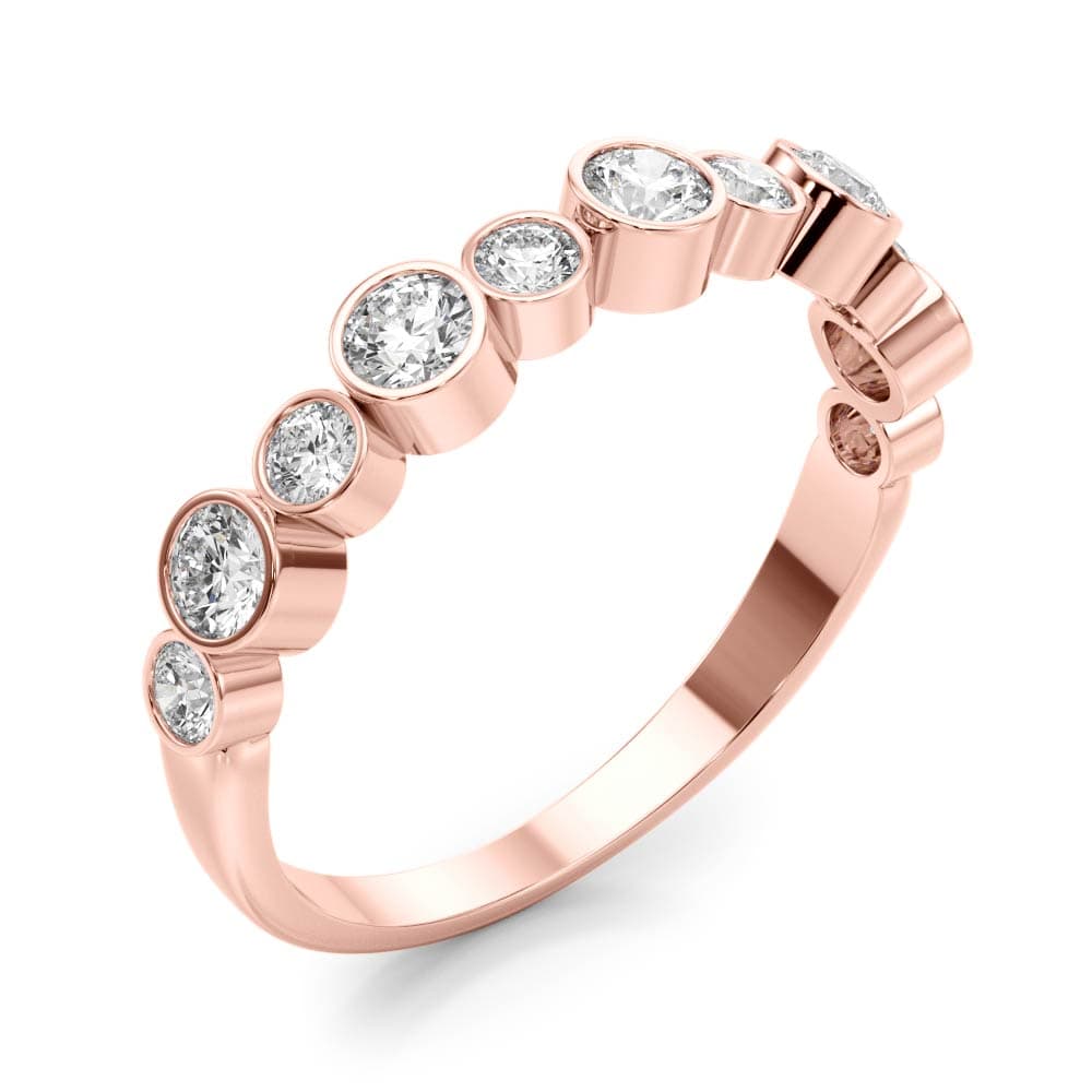 Bezel Set Diamond Wedding Band (0.47 ct. tw.), Angle view in rose gold