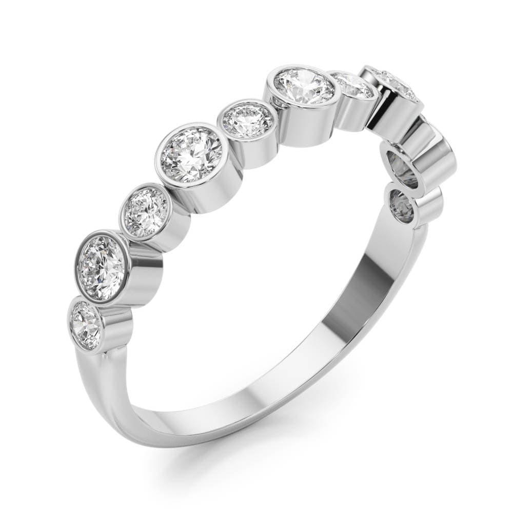 Bezel Set Diamond Wedding Band (0.47 ct. tw.), Angle view in white gold or platinum