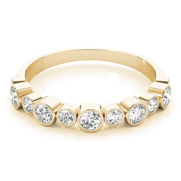 Bezel Set Diamond Wedding Band (0.47 ct. tw.), On hand view in yellow gold