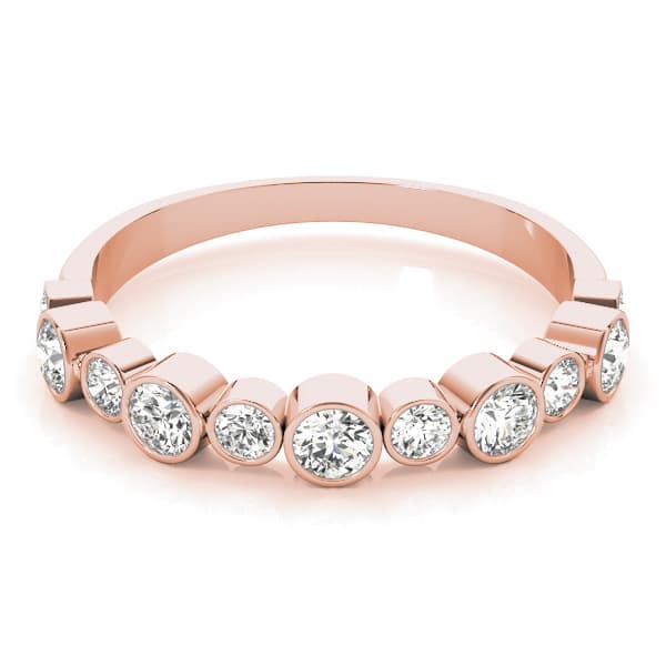 Bezel Set Diamond Wedding Band (0.47 ct. tw.), On hand view in rose gold