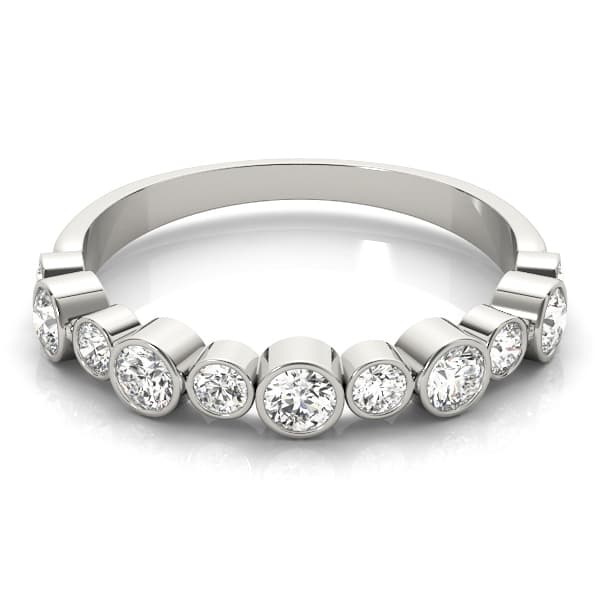 Bezel Set Diamond Wedding Band (0.47 ct. tw.), On hand view in white gold or platinum