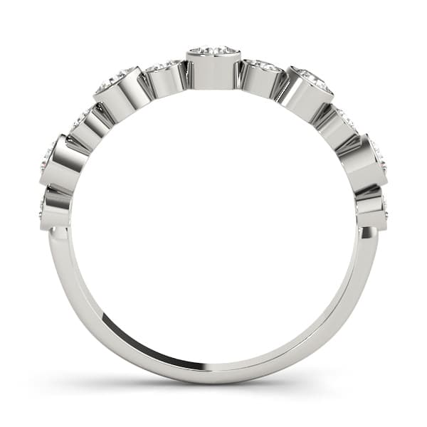 Bezel Set Diamond Wedding Band (0.47 ct. tw.), Side view in white gold or platinum