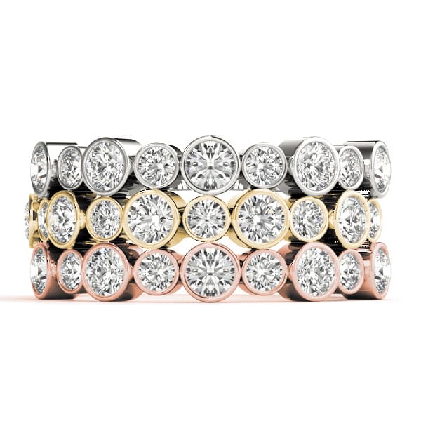 Bezel Set Diamond Wedding Band (0.47 ct. tw.), Top view in white gold or platinum