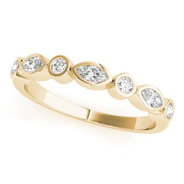 Alternating Round & Marquise Bezel Set Band (1/3 ct. tw.), Front view in yellow gold
