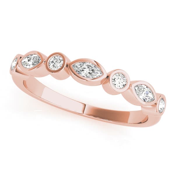 Alternating Round & Marquise Bezel Set Band (1/3 ct. tw.), Front view in rose gold