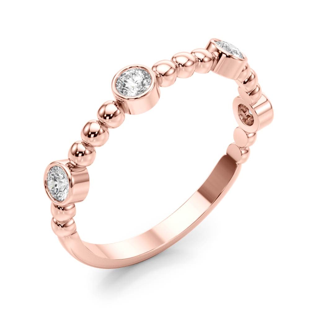 Round Bezel Set Stackable Band (1/4 ct. tw.), Angle view in rose gold