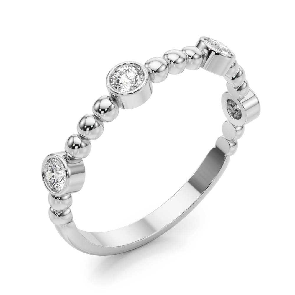 Round Bezel Set Stackable Band (1/4 ct. tw.), Angle view in white gold or platinum