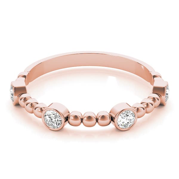 Round Bezel Set Stackable Band (1/4 ct. tw.), On hand view in rose gold