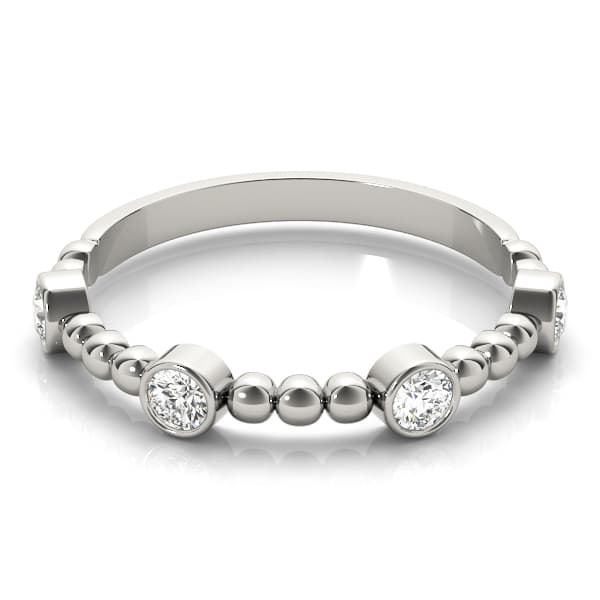 Round Bezel Set Stackable Band (1/4 ct. tw.), On hand view in white gold or platinum