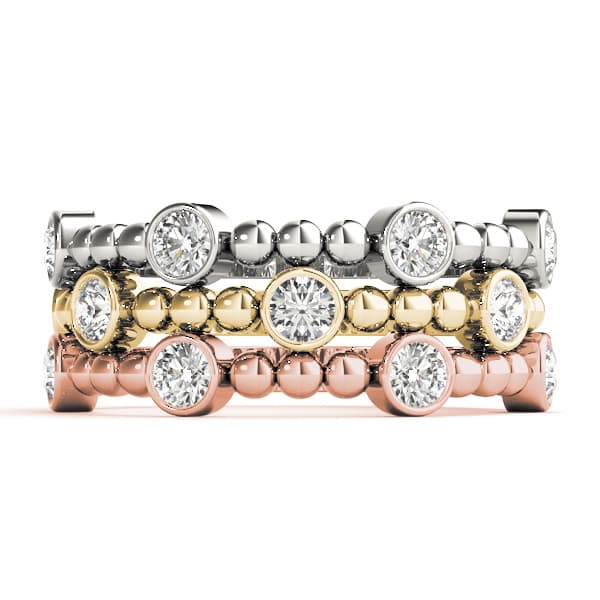 Round Bezel Set Stackable Band (1/4 ct. tw.), Top view in white gold or platinum