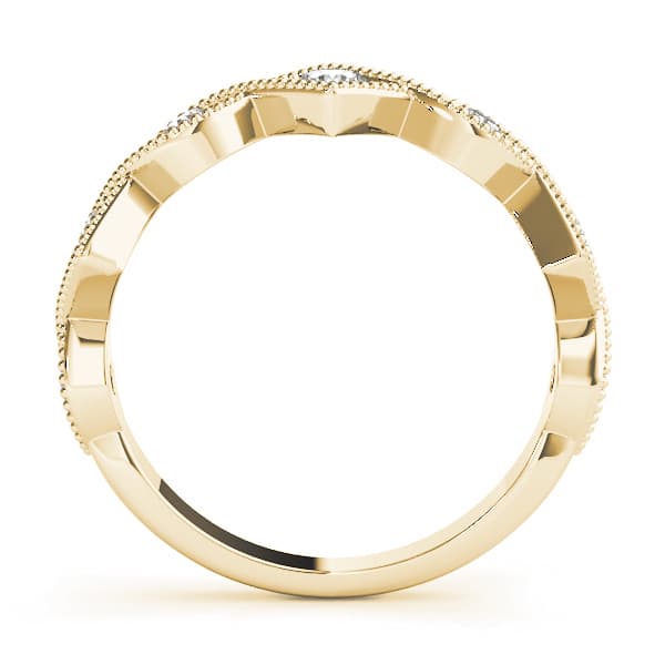 Vintage Alternating Marquise & Square Milgrain Fashion Ring (0.42 ct. tw.), Side view in yellow gold