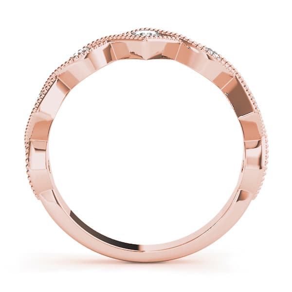 Vintage Alternating Marquise & Square Milgrain Fashion Ring (0.42 ct. tw.), Side view in rose gold
