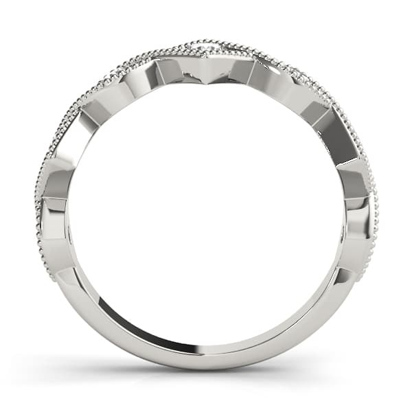 Vintage Alternating Marquise & Square Milgrain Fashion Ring (0.42 ct. tw.), Side view in white gold or platinum