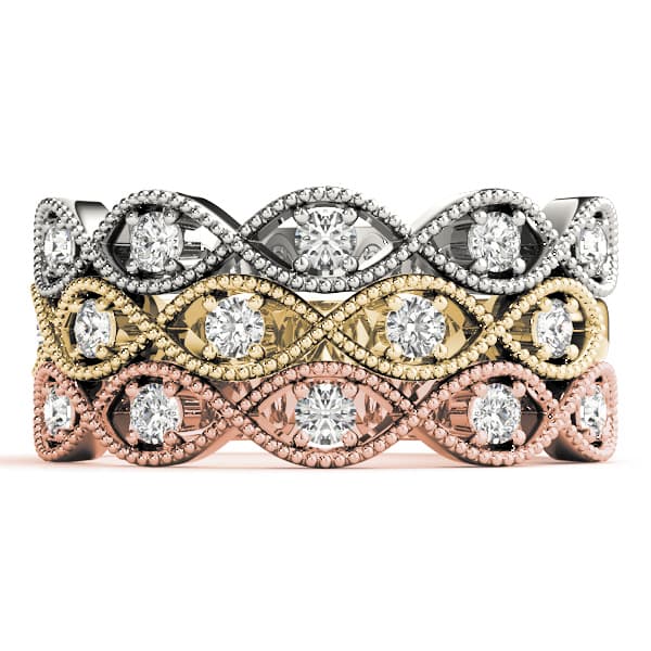 Marquise Stackable Fashion Rings (0.15 ct. tw.), Top view in white gold or platinum