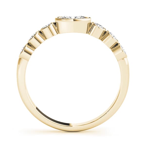 Bezel Set Stackable Oval Center Wedding Band (1/4 ct. tw.), Side view in yellow gold